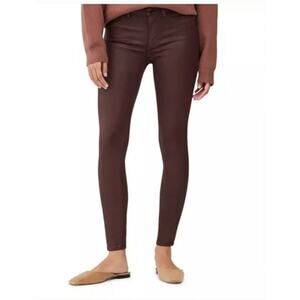 DL1961 Florence Instasculpt Skinny Ankle Jeans Women's Coated Burgundy - Size 27